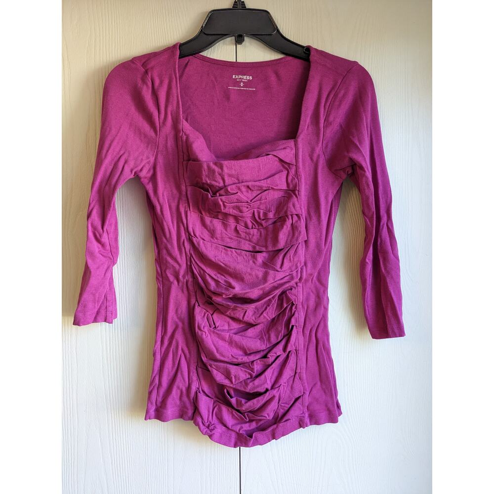 Express Women's Purple 3/4 Sleeve Square Neck Casual Top Size M/M
